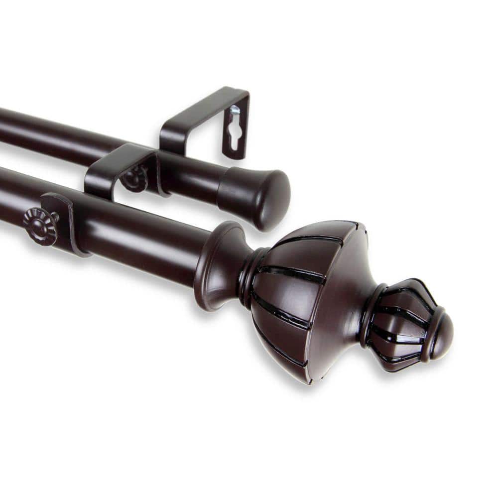 28 in. - 48 in. Telescoping 1 in. Double Curtain Rod Kit in Mahogany with Jerome Finial price history on PriceWatchPro
