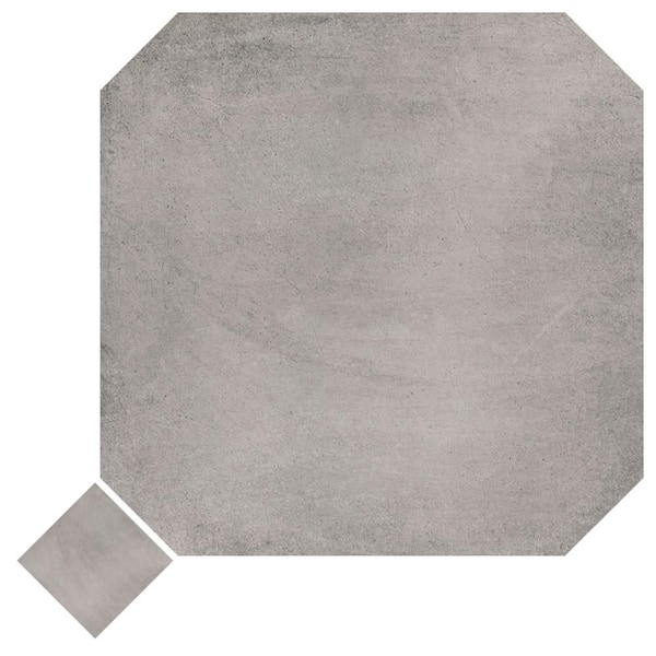Merola Tile Laverton Octagon Gris with Taco Gris 8 in. x 8 in. Porcelain Floor and Wall Take Home Tile Sample
