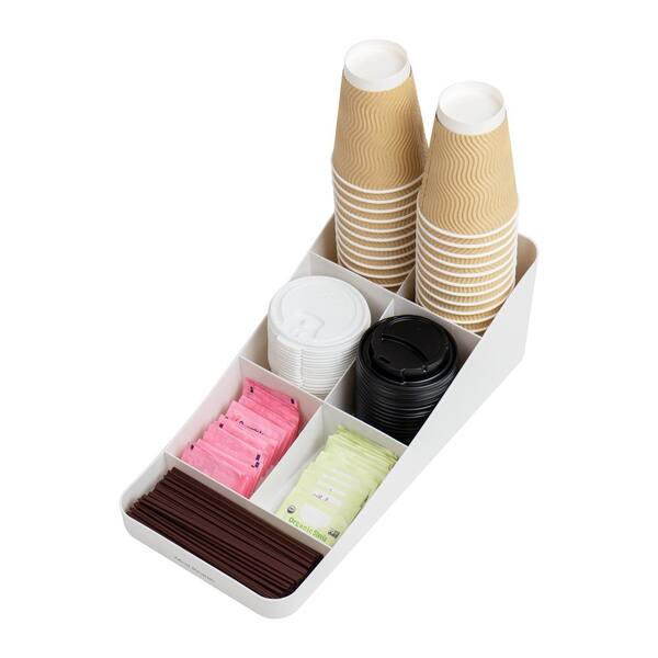Mind Reader Coffee Station Organizer Caddy - White Condiment Holder For Creamer, Sugar, Stirrers - View #7