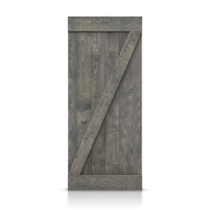 Distressed Z 38 in. x 84 in. Weather Gray Solid DIY Knotty Pine Wood Interior Sliding Barn Door Slab