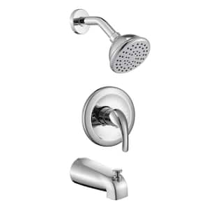 Single-Handle 1-Spray 6 in. Modern Tub and Shower Faucet in Brushed Chrome (Valve Included)