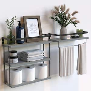 15.75 in. W x 5.71 in. D Grey Decorative Wall Shelf, 3 plus 1 Tier Size Wall Mounted Floating Shelves