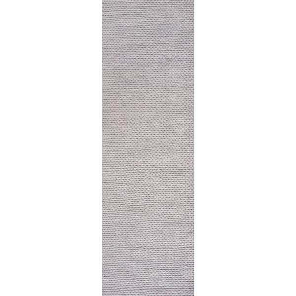 nuLOOM Caryatid Chunky Woolen Cable Light Gray 3 ft. x 12 ft. Runner