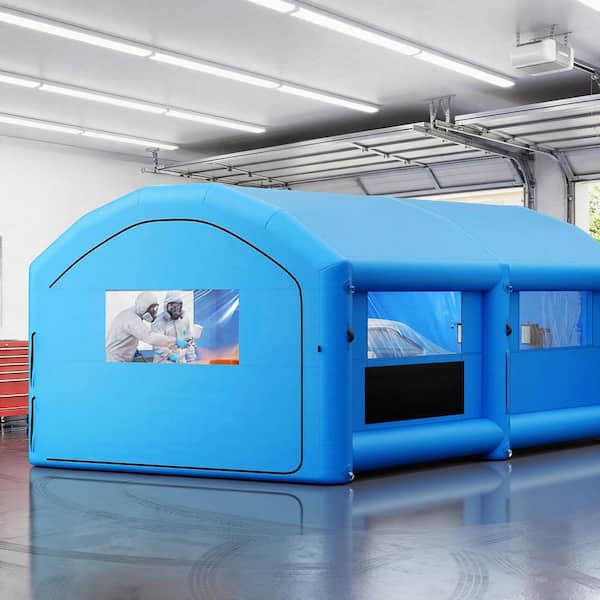 Inflatable Paint Booth, 23 x 13.1 x 9 ft., 750W+480W Powerful Blowers and Air Filter System, Portable for Small Truck