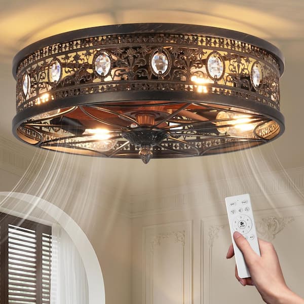 ARISKEEN 18 in. Black Vintage Ceiling Fans with Lights and Remote