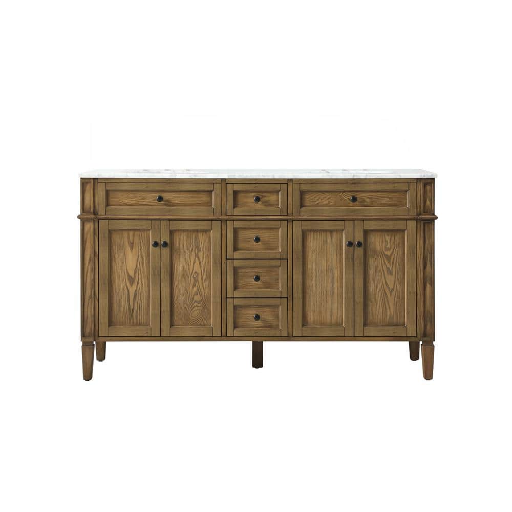 Simply Living 60 in. W x 21.5 in. D x 35 in. H Bath Vanity in Driftwood wit