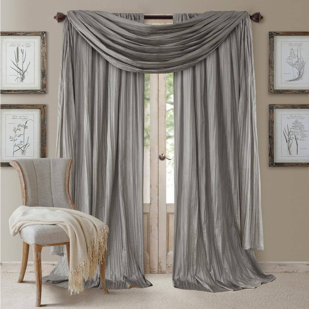 Elrene Silver Faux Silk Rod Pocket Room Darkening Curtain - 52 in. W x 95 in.  L (Set of 2) 026865856040 - The Home Depot