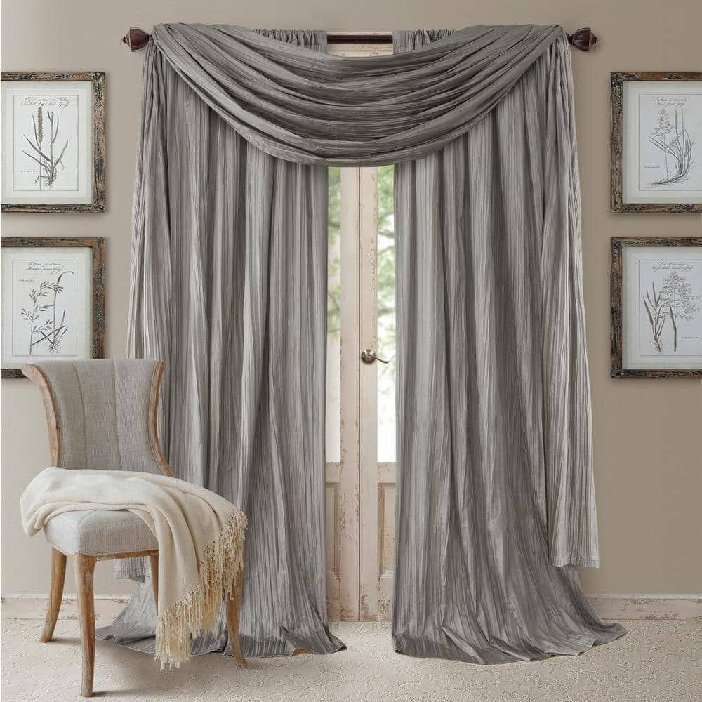 Elrene Sterling Faux Silk Rod Pocket Room Darkening Curtain - 52 in. W ...