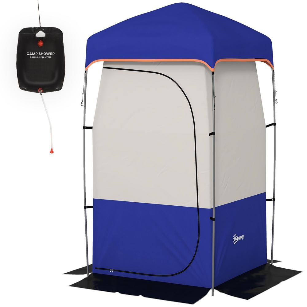 Blue Portable Oxford Fabric Shower Tent, Camping Dressing Changing Tent wit