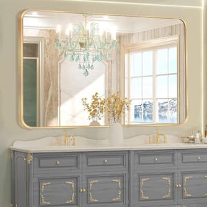 30 in. W x 48 in. H Gold Vanity Rectangle Wall Mirror Aluminum Alloy Frame Bathroom Mirror