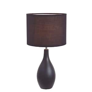 18.11 in. Black Oval Bowling Pin Base Ceramic Table Lamp with Fabric Shade