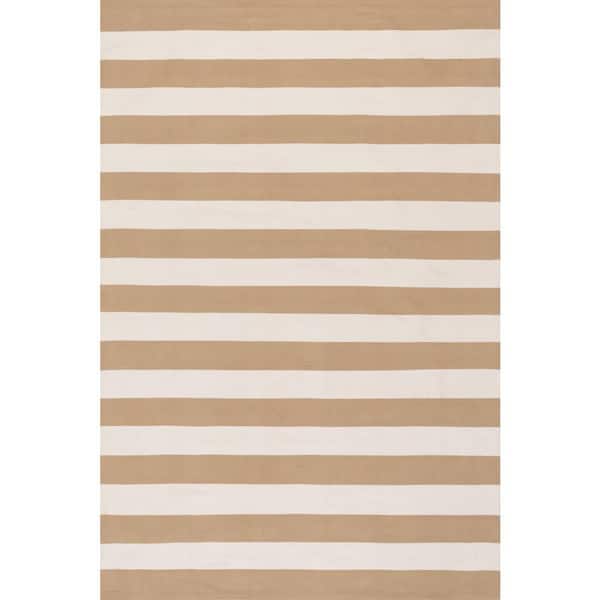 Banks Stripe Handwoven Khaki 10 ft. x 14 ft. Outdoor Area Rug