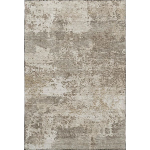 Mayfield Premium Machine Washable Abstract AMF2366 Taupe 9 ft. x 12 ft. Area Rug