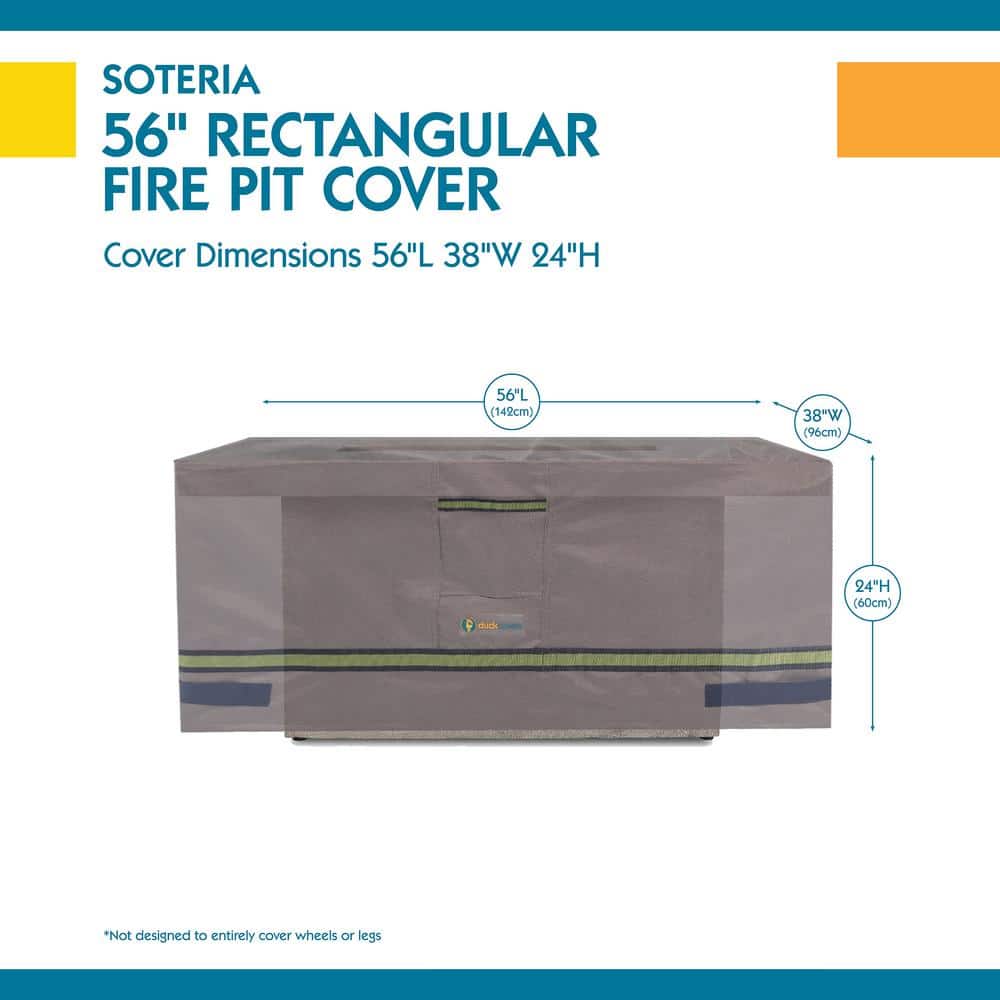 Soteria Gray Waterproof 56 Inch Rectangular Fire Pit Cover
