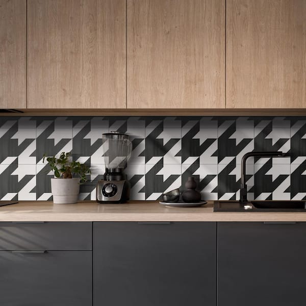 Caprice Tweed Black and White 7-7/8 in. x 7-7/8 in. Porcelain Floor and Wall Tile (11.25 sq. ft./Case)