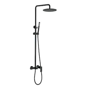 Brass Single Handle 1 -Spray Tub and Shower Faucet 1.8 GPM with Valve, Handheld Shower and Wall Bar in Matte Black