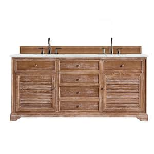 Savannah 72 in. W x 23.5 in.D x 34.3 in.H Double Bath Vanity in Driftwood with Quartz Top in Eternal Jasmine Pearl