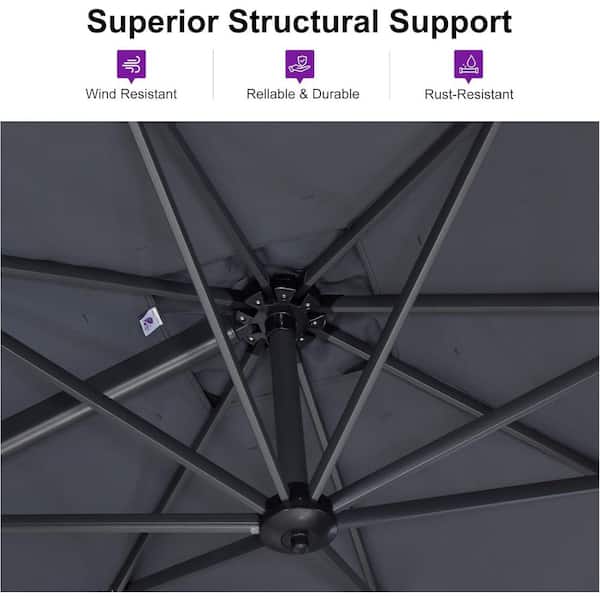 aleko 10 ft steel cantilever patio umbrella 10' Classic Square AKZ Tilting Cantilever Umbrella