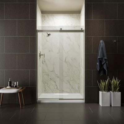 KOHLER Levity 59.625 in. W x 82 in. H Frameless Sliding Shower Door in ...