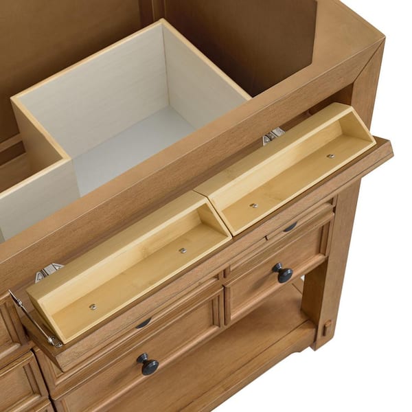 Malibu 72.0 in. Double Bath Vanity in Amber Birch with Parisien Bleu Wireless Charging Silestone Quartz Top