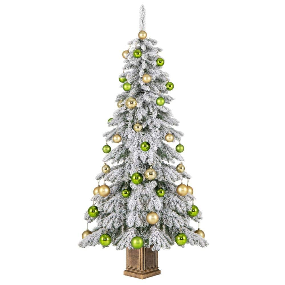 Costway 6 ft. Unlit Artificial Hinged Christmas Tree with 589 Flocked Branch Tips