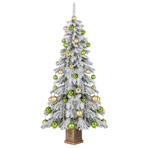 6 ft. Unlit Artificial Hinged Christmas Tree with 589 Flocked Branch Tips