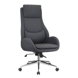 Gray High Cushioned Tufted Back Fabric Office Chair with Star Base