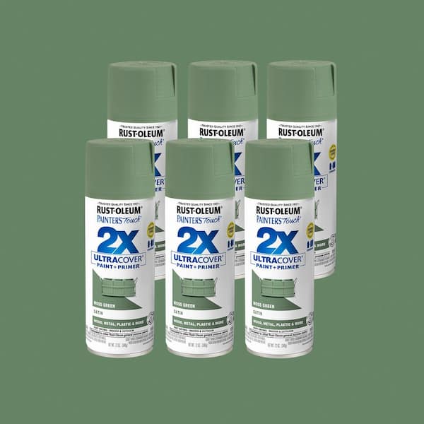 12 oz. Satin Moss Green General Purpose Spray Paint (6-Pack)