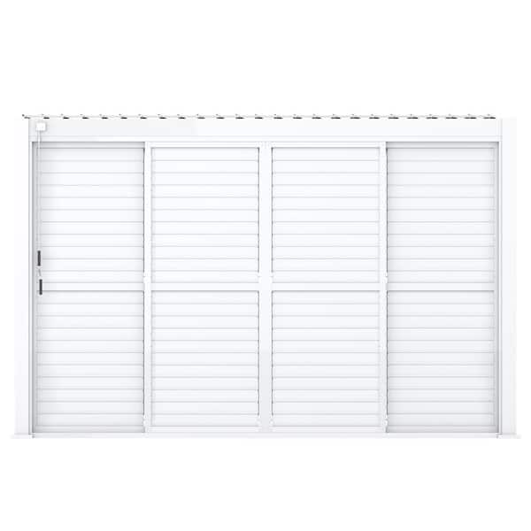 MIRADOR 111 Series 13 ft. Sliding Louver Door White Accessory for Pergolas