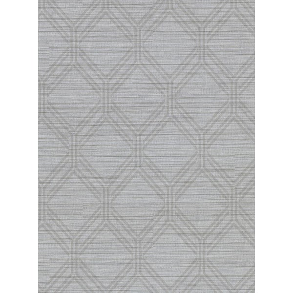 Warner Vaughan Pewter Geometric Pewter Wallpaper Sample