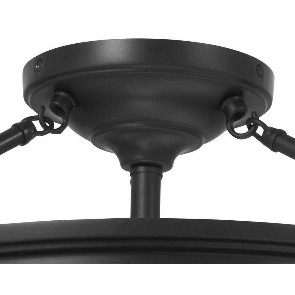 Coal Finish 3-Light Semi-Flush Mount with Glass Shade
