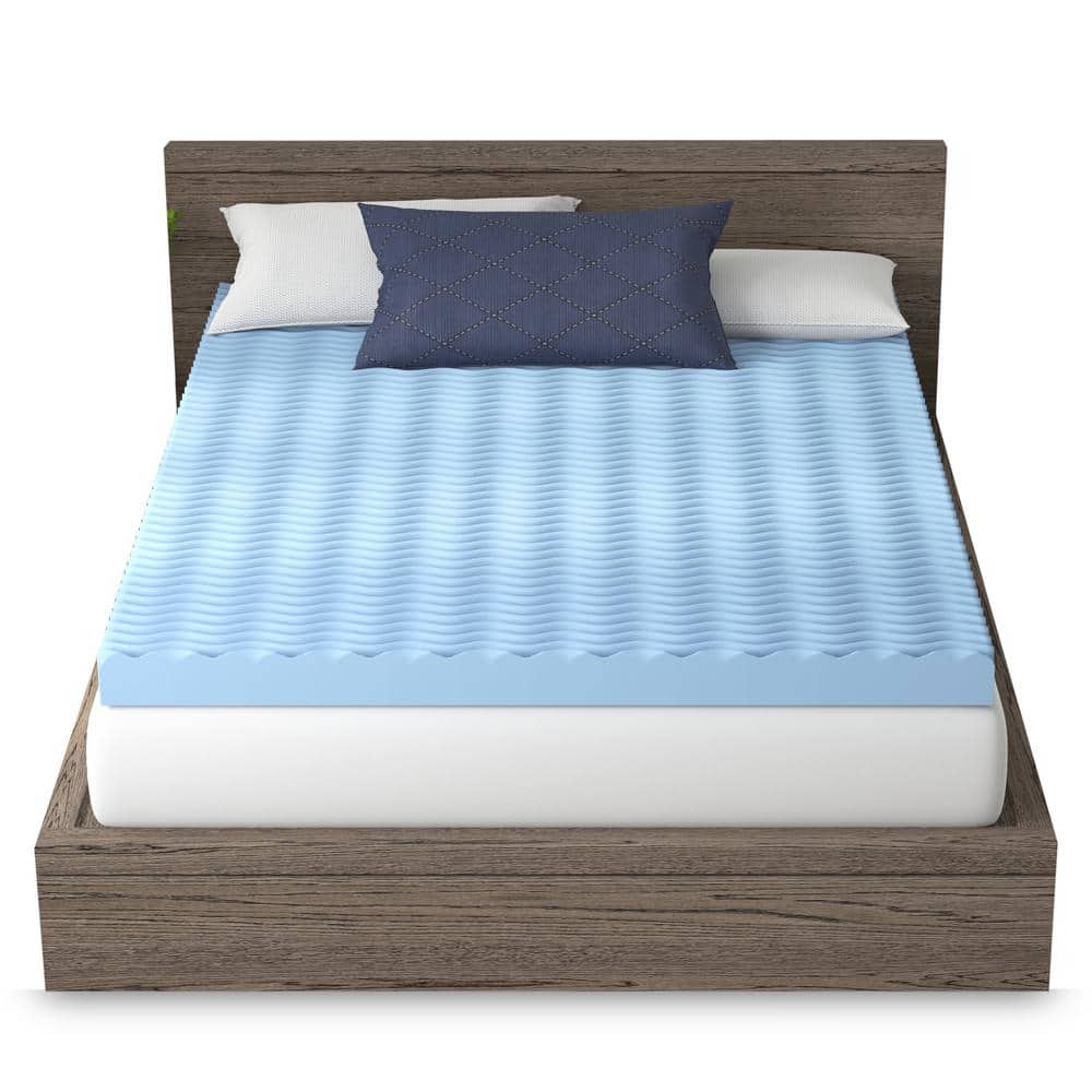 Twin 4" Blue Gel Memory Foam Mattress Topper
