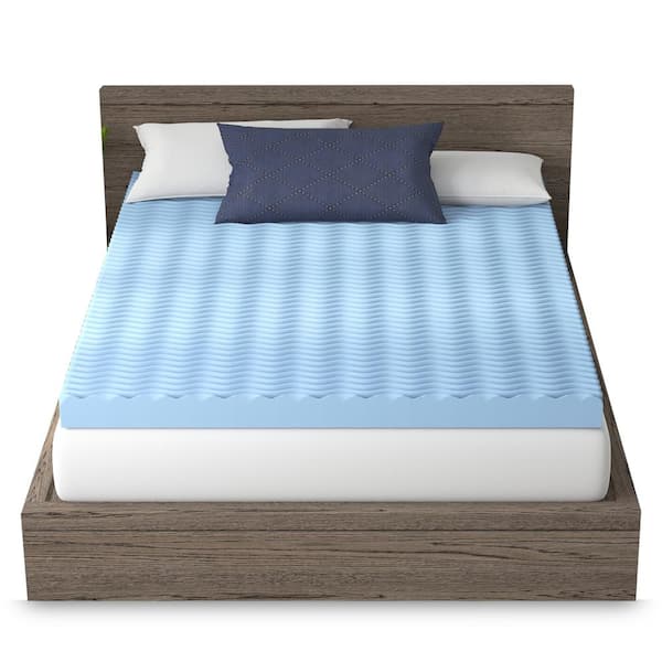 Vibe 4 in. California King Wave Convoluted Gel Memory Foam Mattress Topper