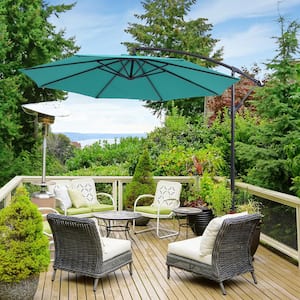 10 ft. Round Outdoor Patio Cantilever Offset Umbrellas in Lake Blue