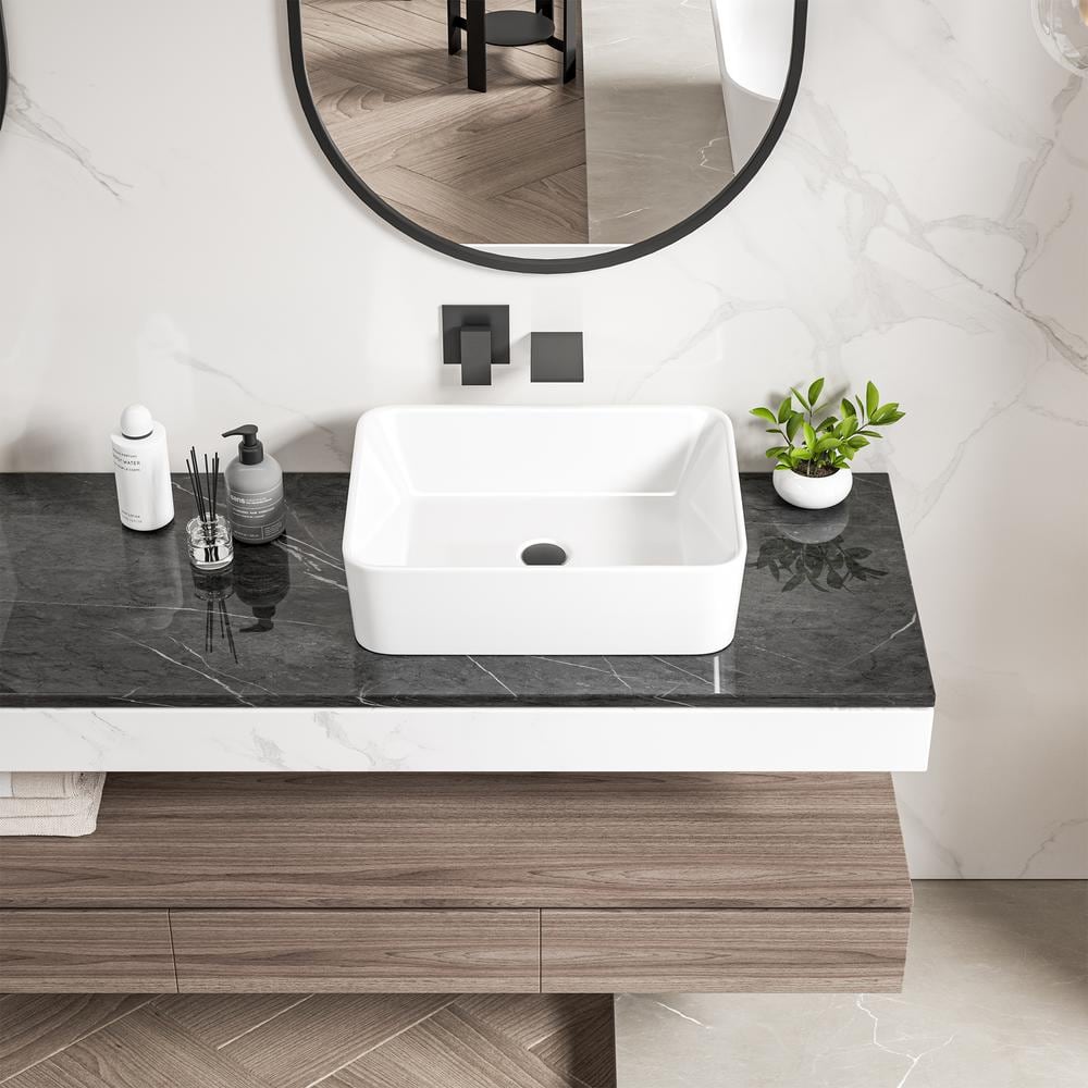 Eridanus Denbigh 19" L x 14'' W White Vitreous China Rectangular Vessel Bathroom Sink