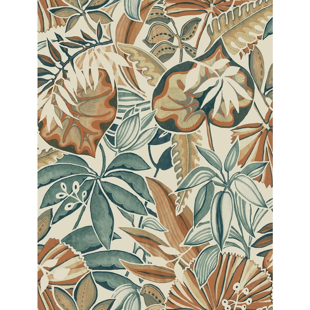 Brown Spice Feuilles Peel and Stick Wallpaper Sample