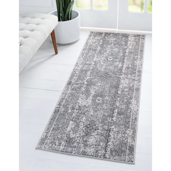 Portland Depoe Gray 2 ft. 2 in. x 12 ft. Runner Rug