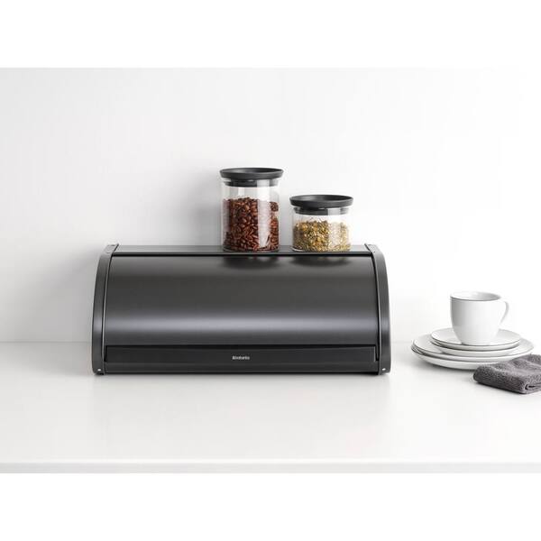 Brabantia 1-Piece Roll Top Steel Bread Box, Confident Gray