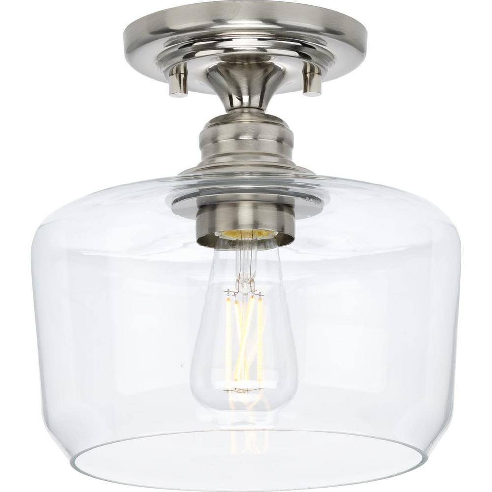 Aiken Brushed Nickel 9" Flush Mount with Clear Glass Shade