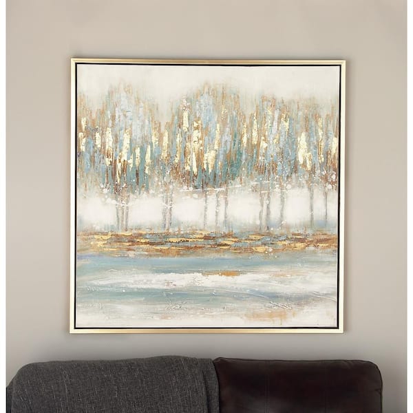 1- Panel Tree Framed Wall Art with Gold Frame 39 in. x 39 in.