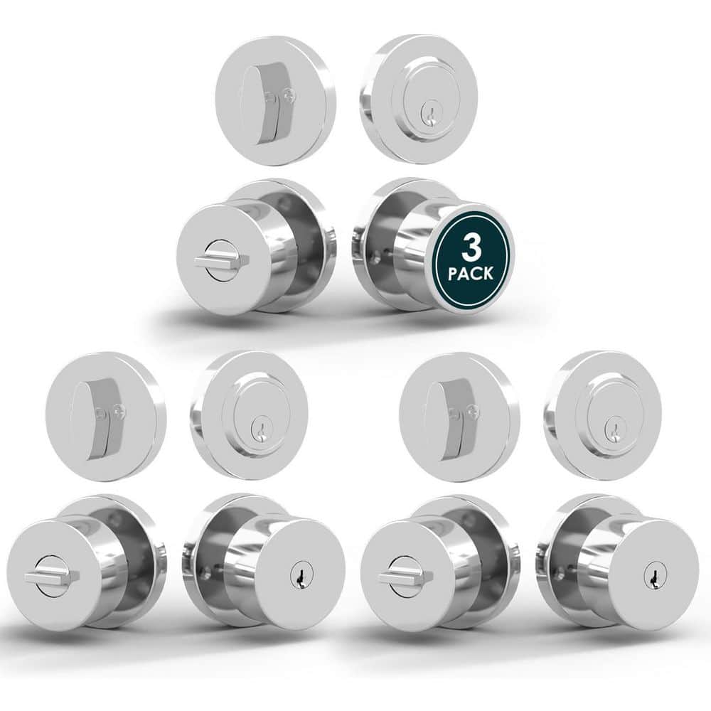 Buena Metal Polished Chrome Entry Hall/Closet Door Lock Style Door Knob with Reversible Heavy Duty Features 3 Pack price history on PriceWatchPro