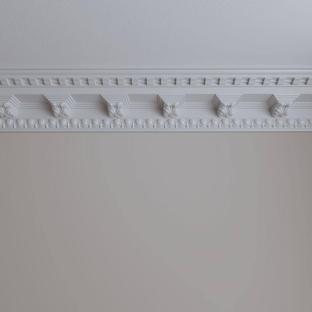 Primed Geometric Urethane Crown Moulding Sample, 12" Length