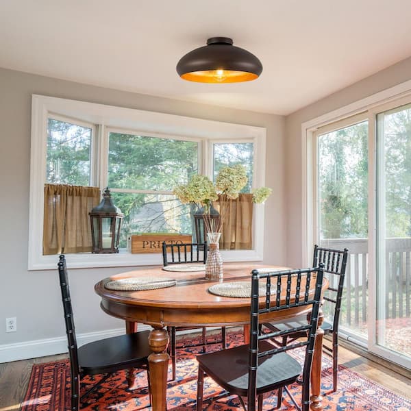 LLHZSY 15.74 in. 1-Light Farmhouse Oil Rubbed Bronze Flush Mount Ceiling Light with Dome Shade for Kitchen Island