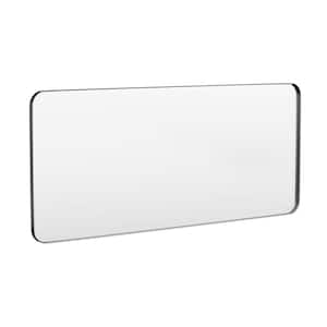 72 in. W x 32 in. H Tempered Glass Rectangular Framed Wall-Mounted Bathroom Vanity Mirror in Black