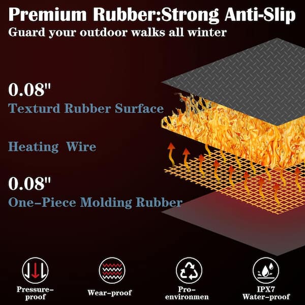 BOZTIY 10 x 24 Heated Snow Melting Mats Outdoor Anti-Slip
