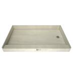 Redi Base 54 in. L x 37 in. W Alcove Shower Pan Base with Right Drain in Polished Chrome