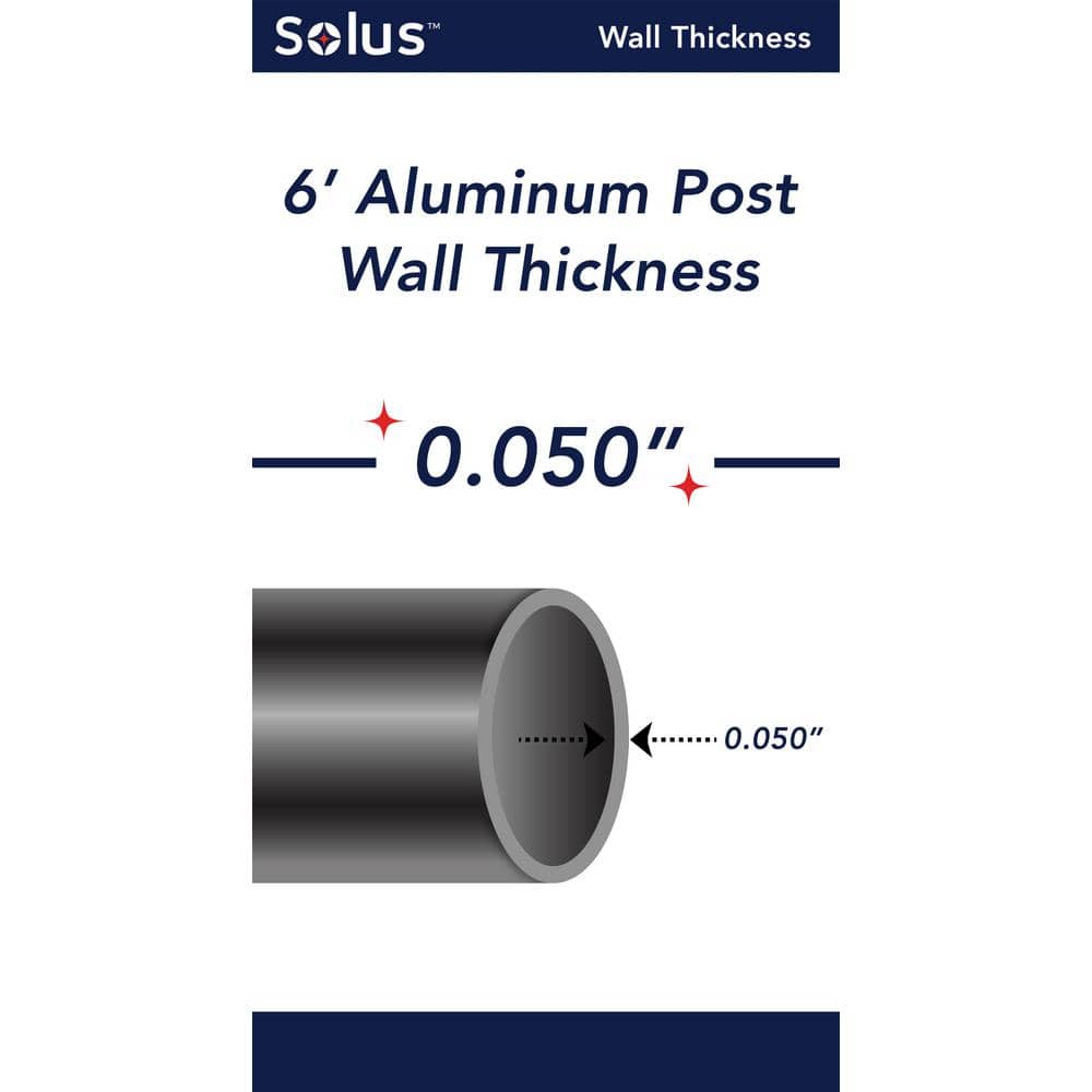 6-Foot Black Aluminum Surface Mount Lamp Post with Decorative Base