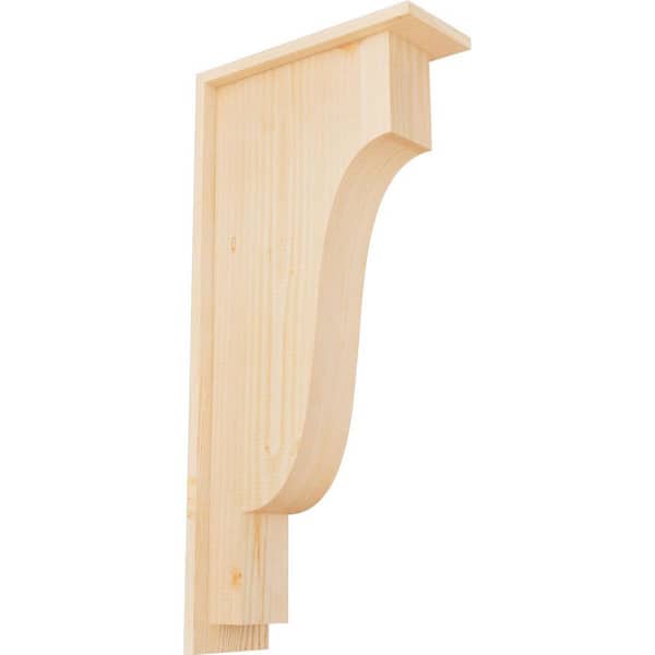 Ekena Millwork 5-1/2 in. x 14 in. x 30 in. Douglas Fir Newport Smooth Corbel with Backplate