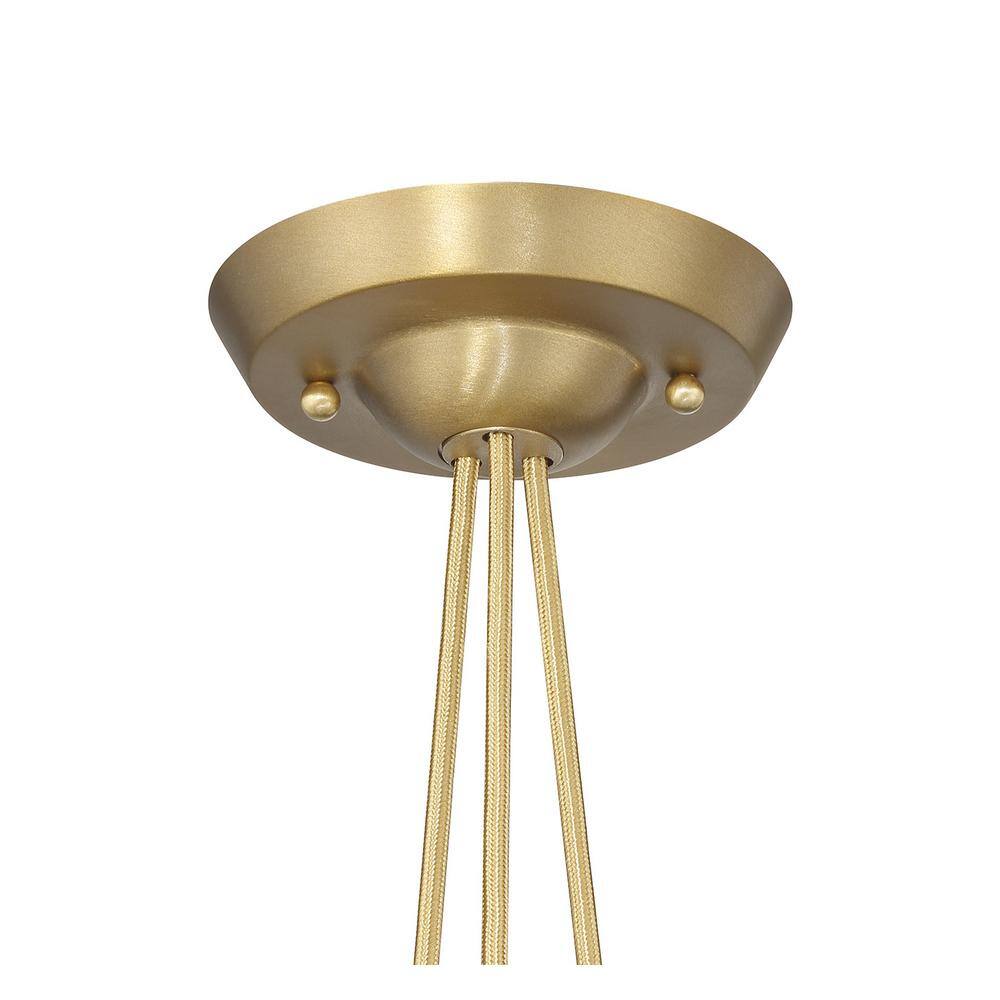 Soft Brass and Clear Glass 3-Light Globe Pendant