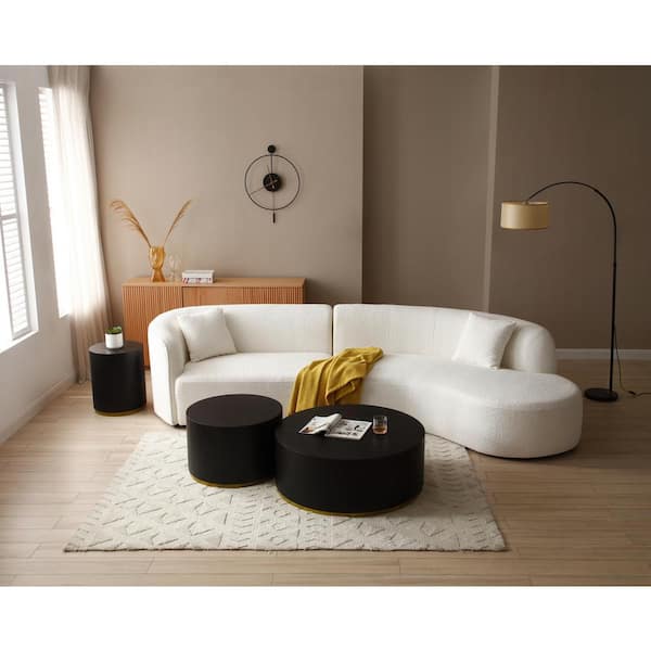 Magic Home 31.5 in. Modern Round Coffee Table Storage Accent Table with 2  Large Drawers in Black OWS-TSA500 - The Home Depot